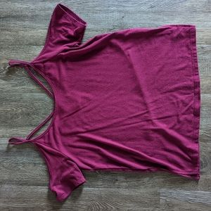 Maroon Cold Shoulder Top